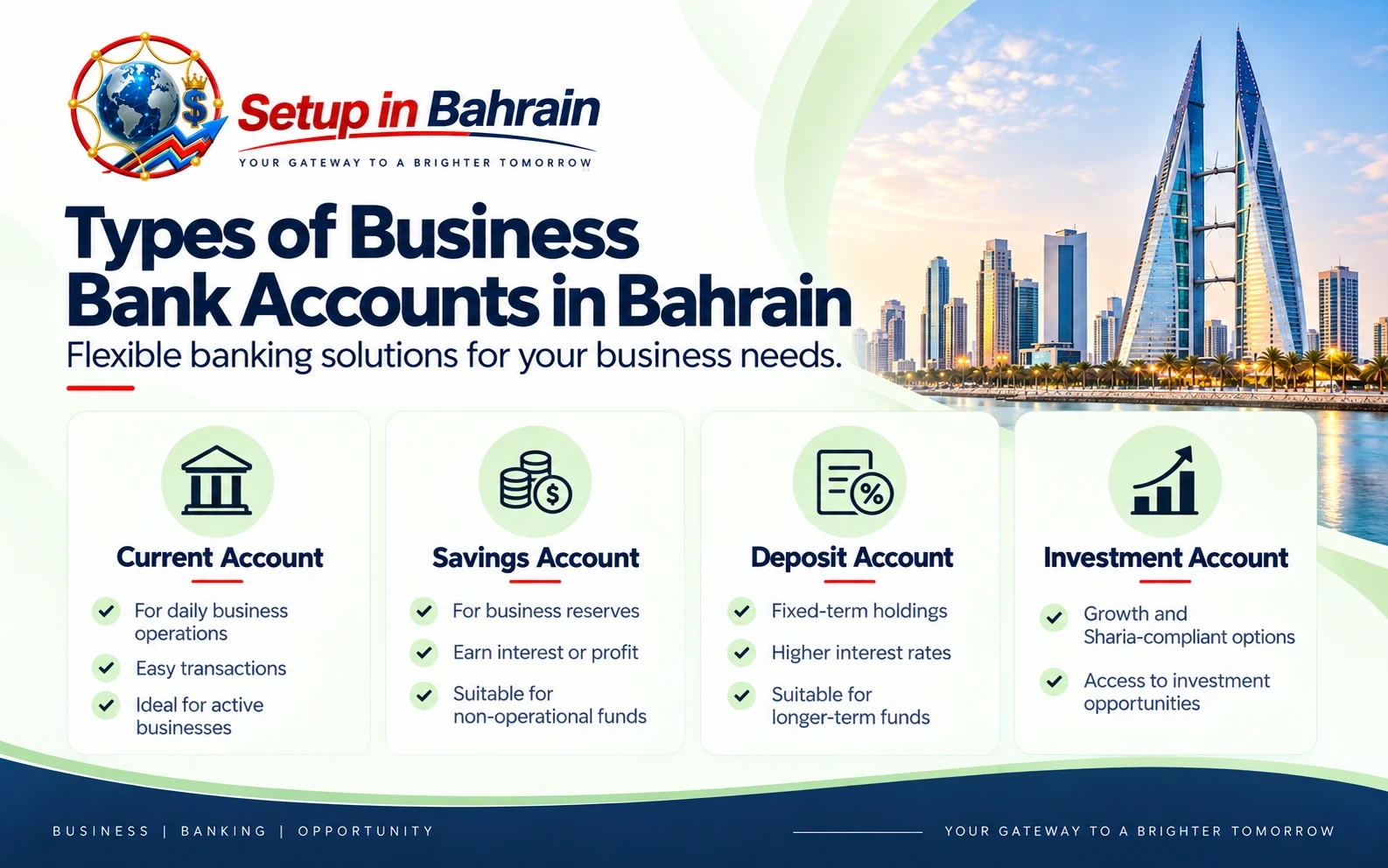 Types of Business Bank Accounts in Bahrain Types of business bank accounts available in Bahrain