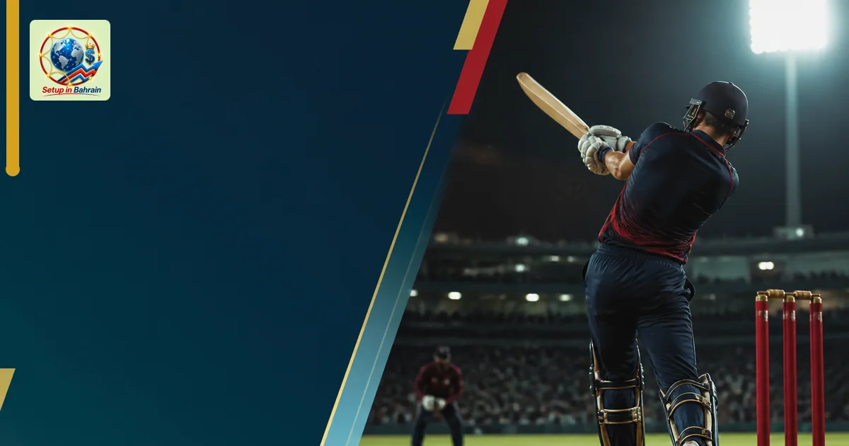 Editorial cricket scene with a left-side navy information panel and a right-side, action-forward visualization of a CPL match