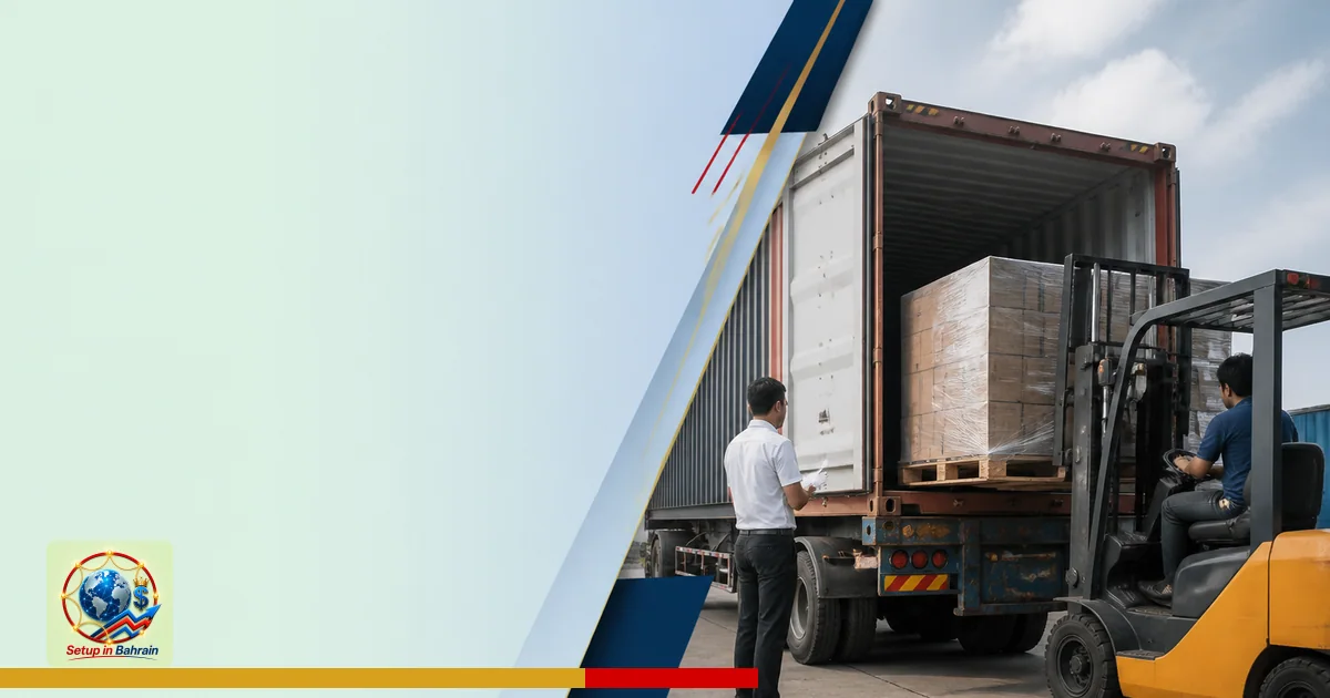 Editorial visual representing unbranded cargo shipping operations illustrating 43 Georgian nationals deported from Ireland to
