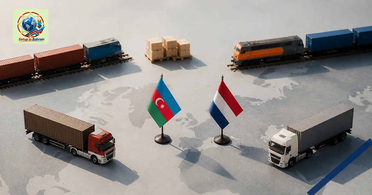 Editorial visual representing one concrete editorial subject illustrating Azerbaijan and Netherlands discuss Middle Corridor 