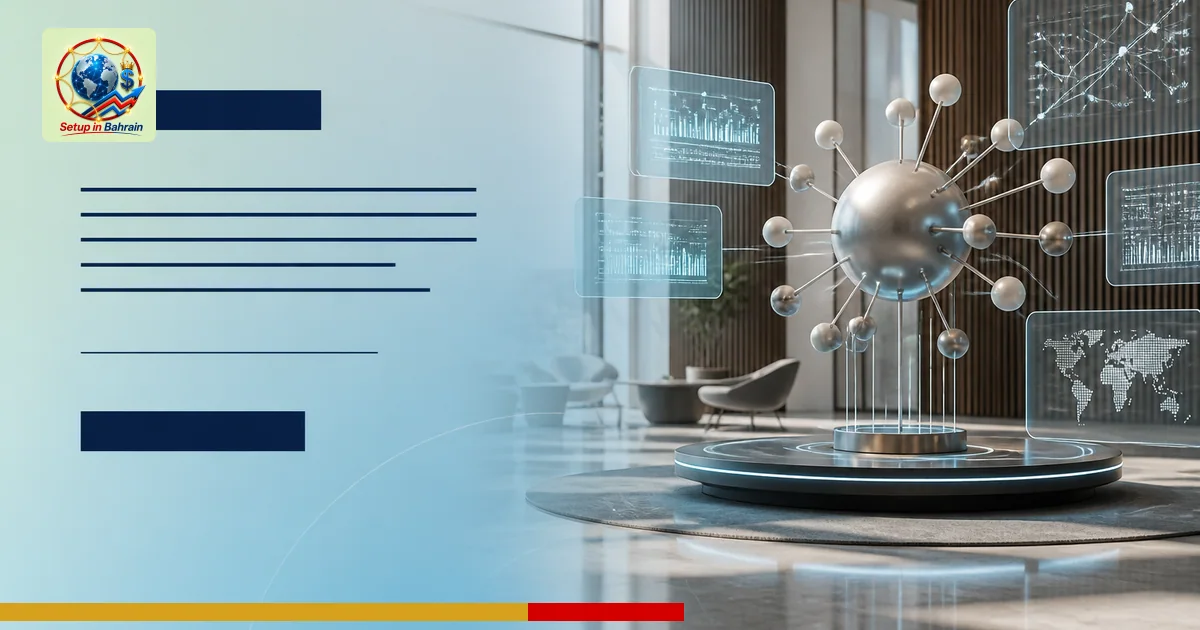 Editorial cover scene featuring a futuristic networking hub inside a conference space with a pale green-to-blue backdrop. A l