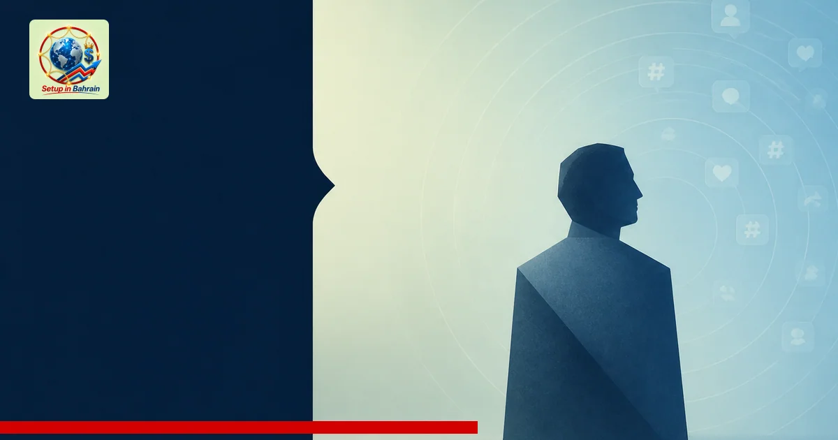 A premium editorial cover scene with a left navy information panel on a pale green-to-blue background and a solitary abstract