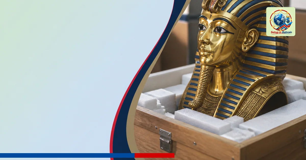 Editorial visual representing one concrete editorial subject illustrating Egypt recovers golden funerary mask from Switzerlan