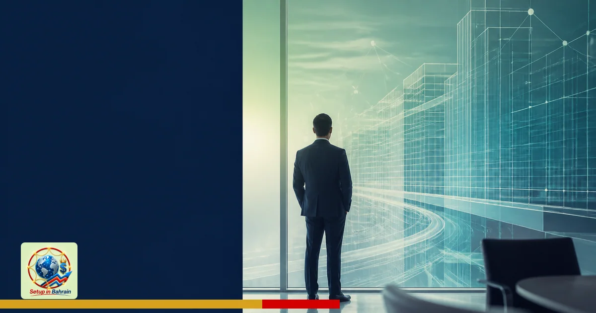 A clean, premium editorial cover image featuring a single non-identifiable executive figure in a modern office setting. The l