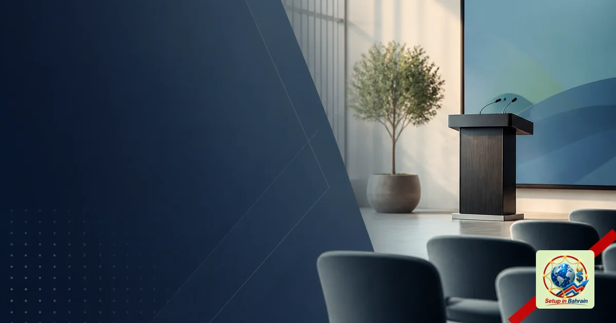A clean, unbranded editorial scene showing a left navy information panel and a right-side abstract pitch visualization within