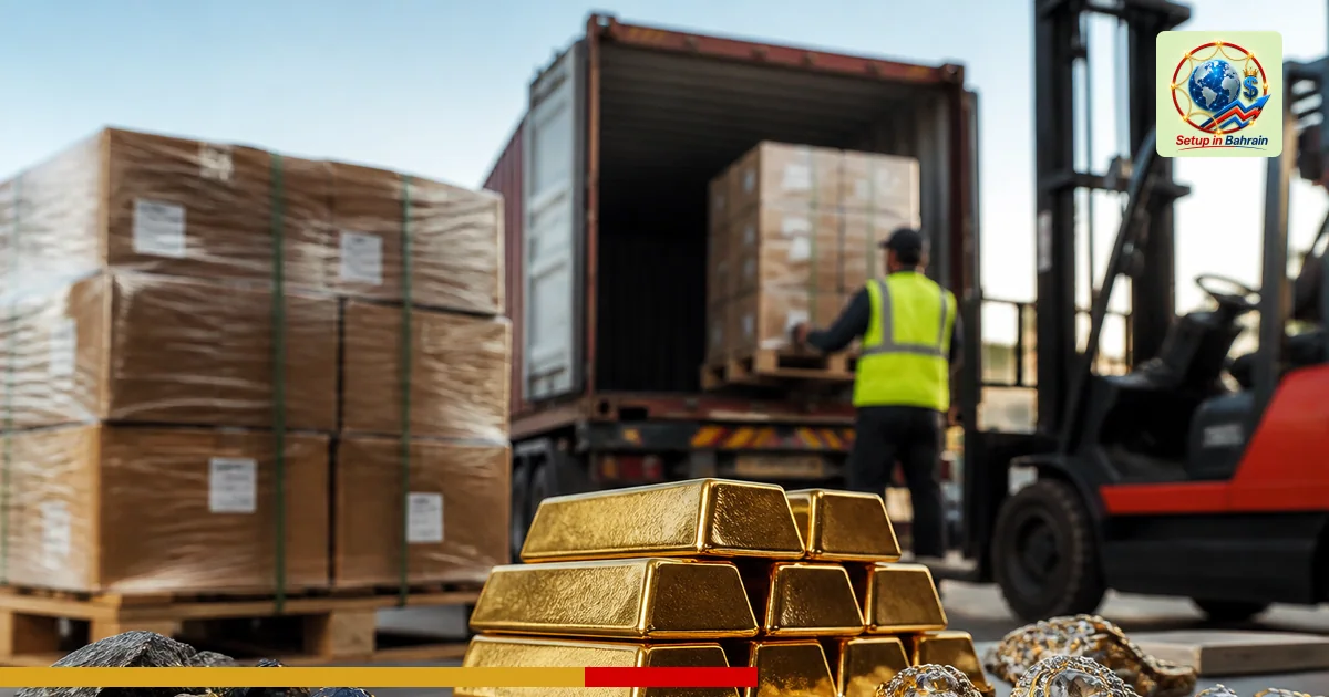 Editorial visual representing unbranded cargo shipping operations illustrating Kuwait fines 27 gold, stone and real estate fi