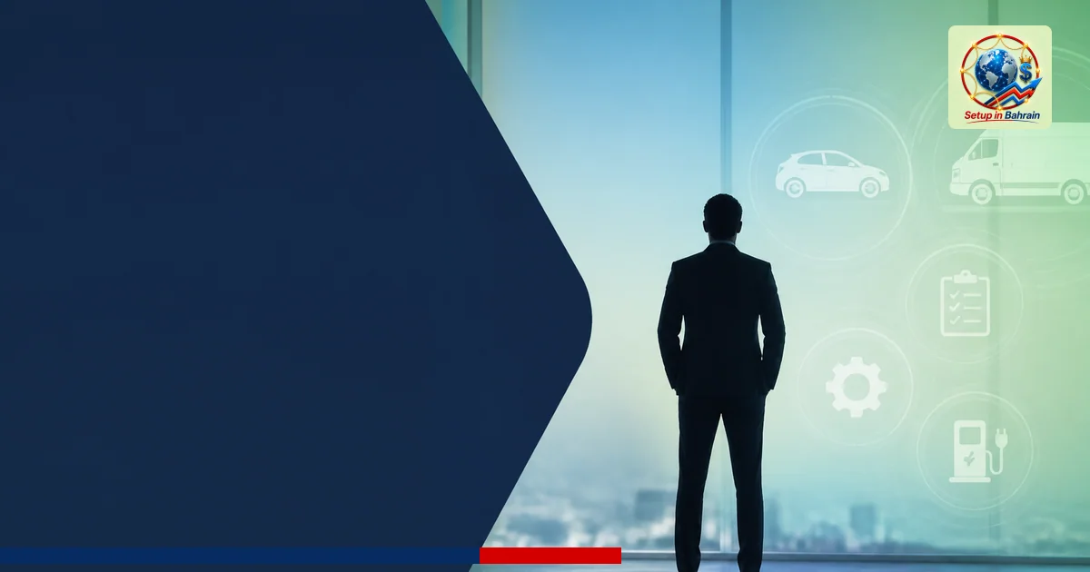 A single anonymous executive silhouette stands in a modern corporate space against a pale green-to-blue gradient. On the left