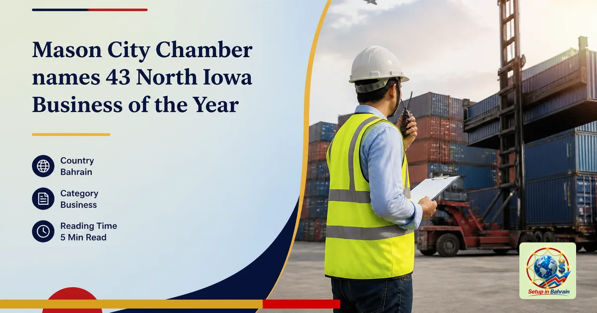 Editorial visual representing one concrete editorial subject illustrating Mason City Chamber names 43 North Iowa Business of 