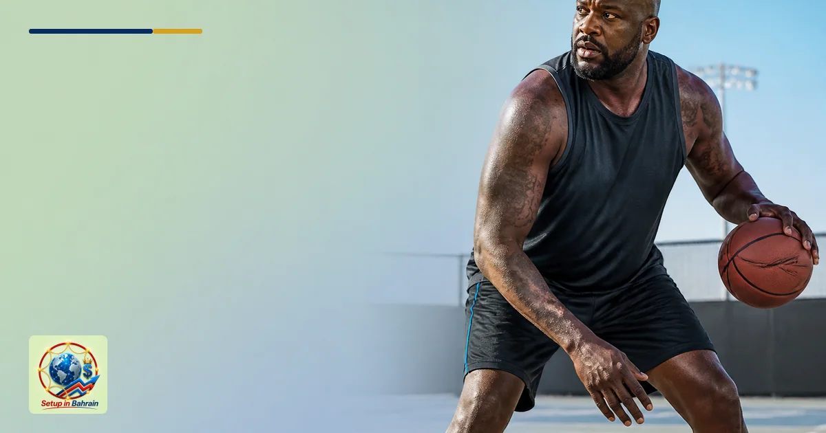 Editorial visual representing athletic activity in a credible sport environment illustrating NordVPN teams with Shaquille O'N