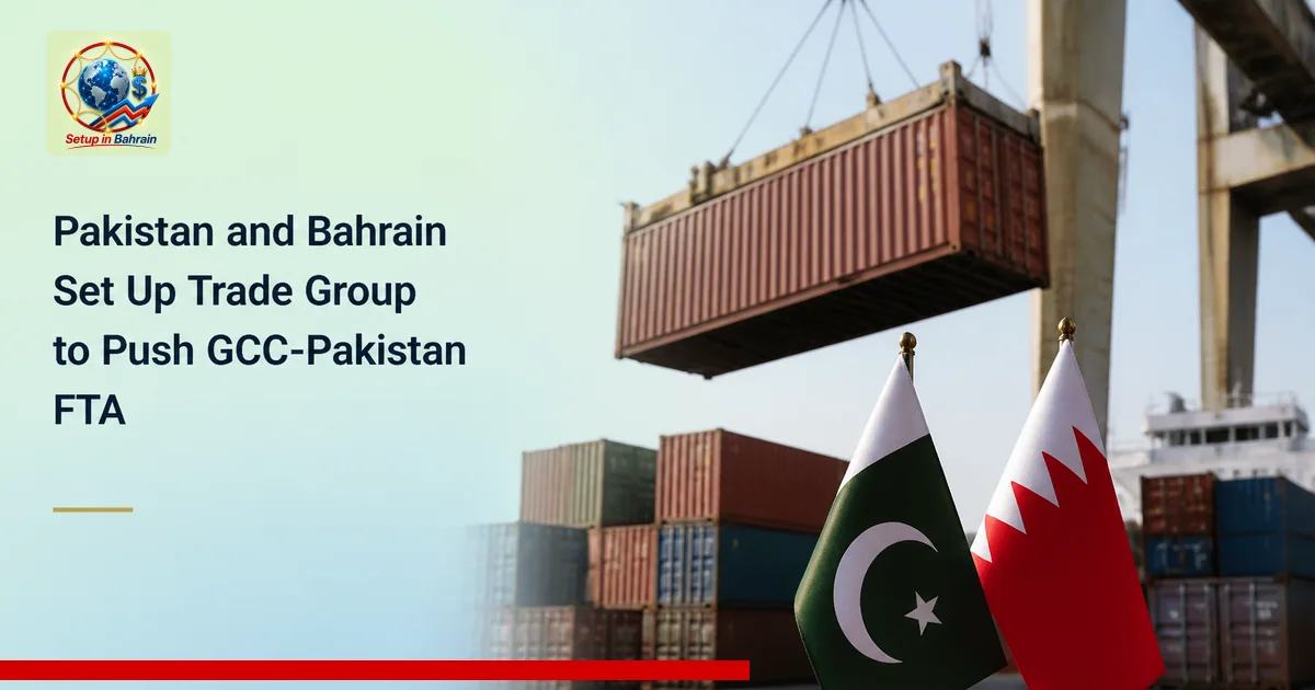 Editorial visual representing one concrete editorial subject illustrating Pakistan and Bahrain set up trade group to push GCC