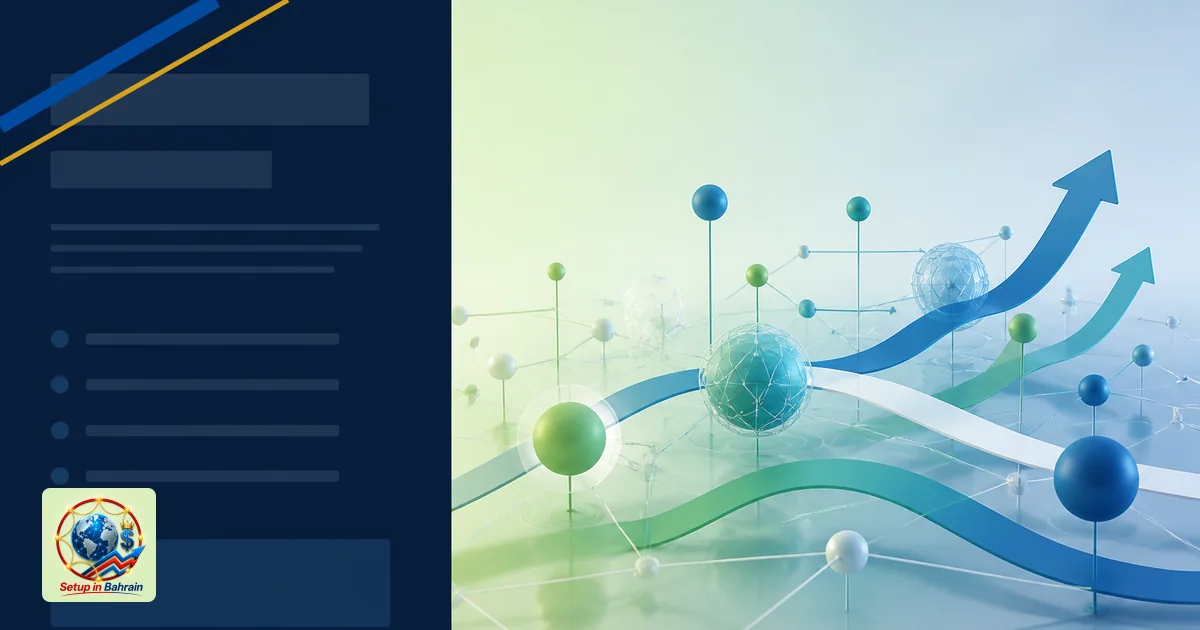 A premium editorial cover layout with a pale green-to-blue gradient background. The left side features a navy information pan