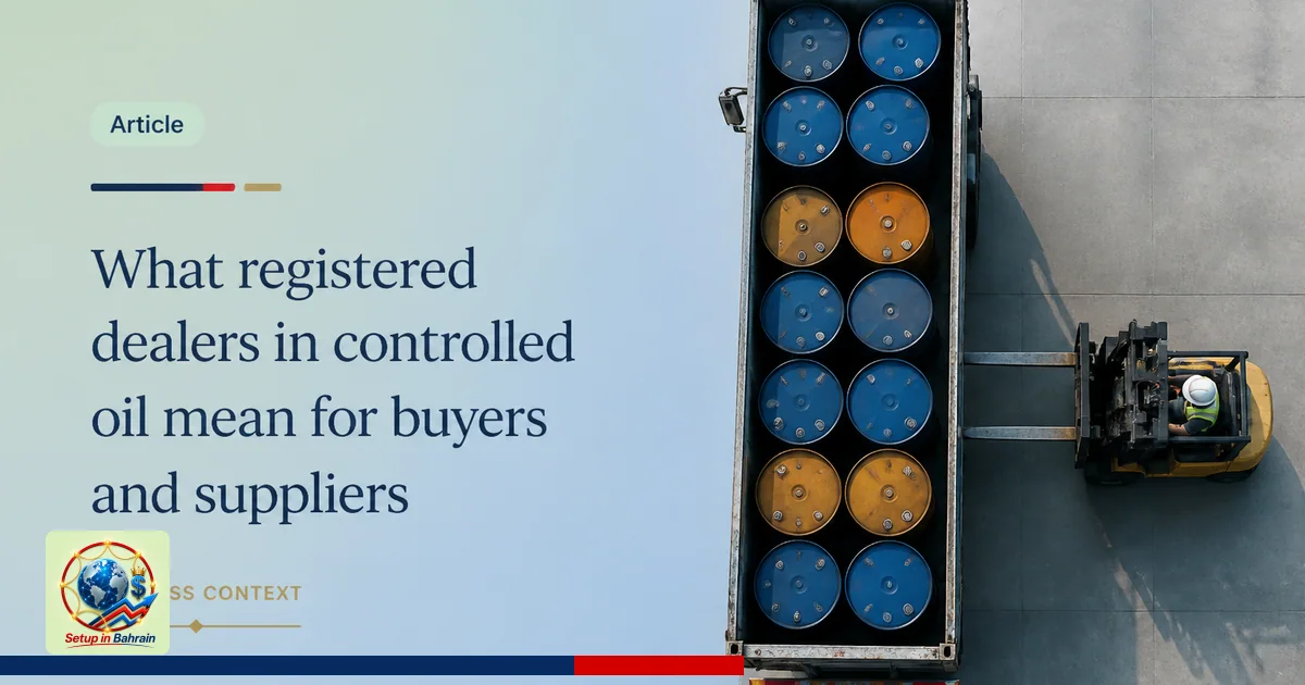 Editorial visual representing one concrete editorial subject illustrating What registered dealers in controlled oil mean for