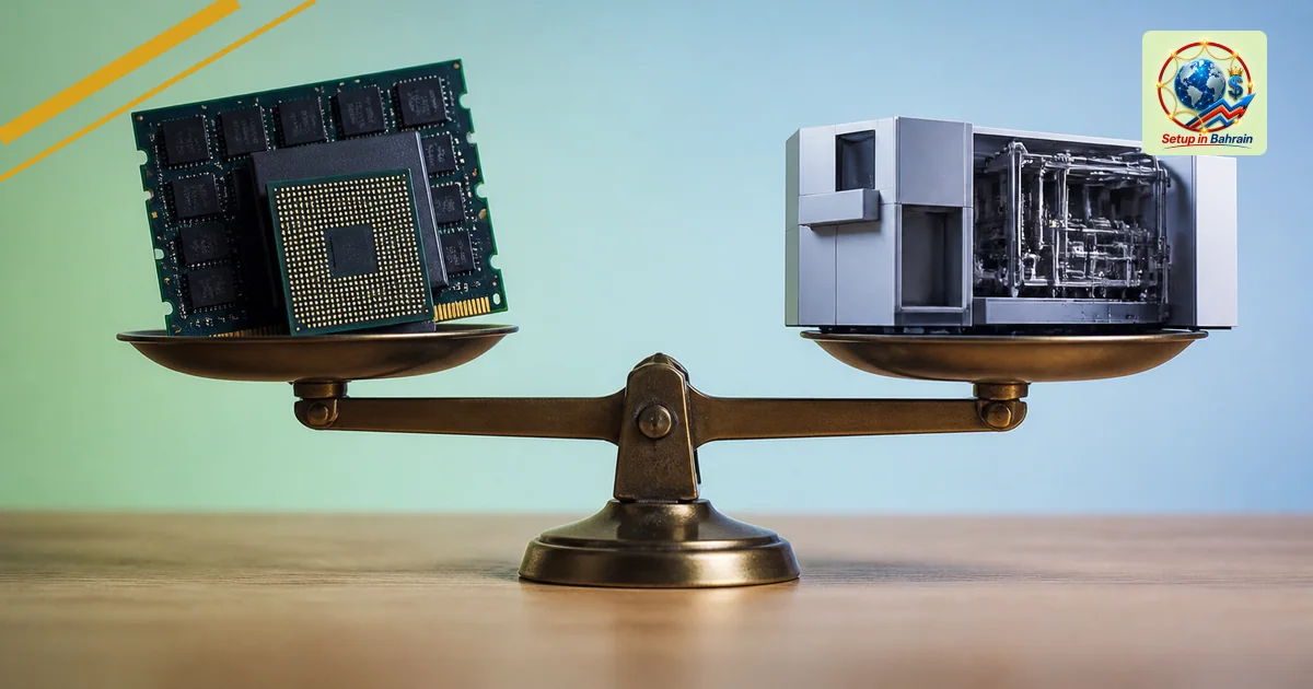 Editorial visual representing two balanced, clearly differentiated choices illustrating SK hynix vs. ASML: which stock is the
