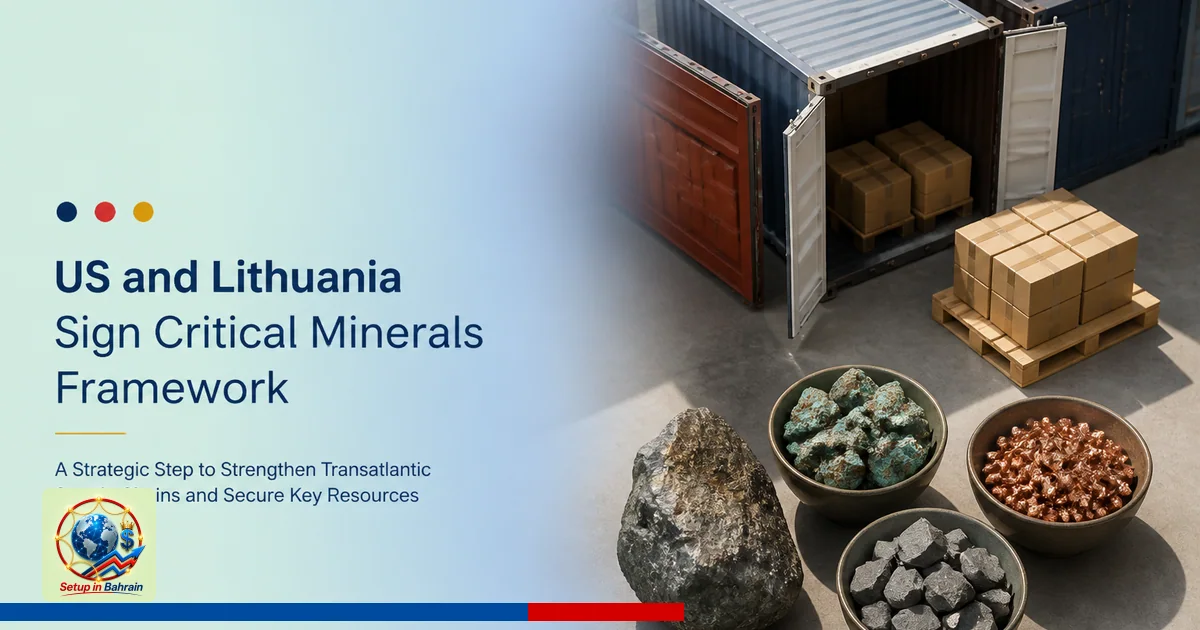 Editorial visual representing one concrete editorial subject illustrating US and Lithuania sign critical minerals framework