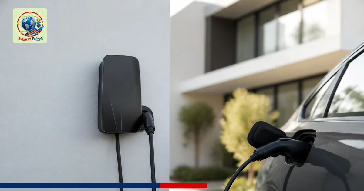 Editorial visual representing one concrete editorial subject illustrating VWFS and Jumptech enable home EV charging for emplo