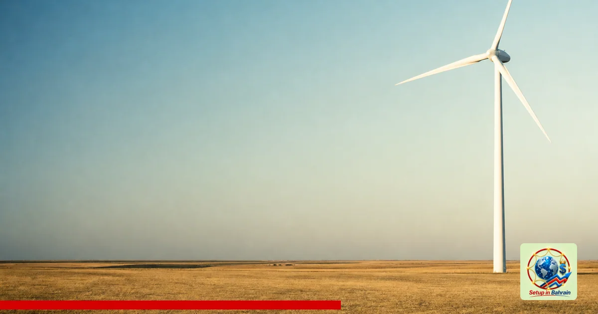 A solitary wind turbine stands on an open Texas plain under a pale-green to pale-blue sky, evoking large-scale renewable ener