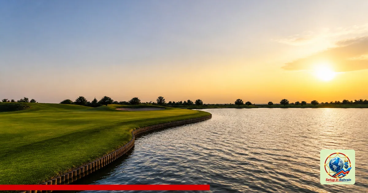 Editorial visual representing one concrete editorial subject illustrating Golf and water: impact on community life and light