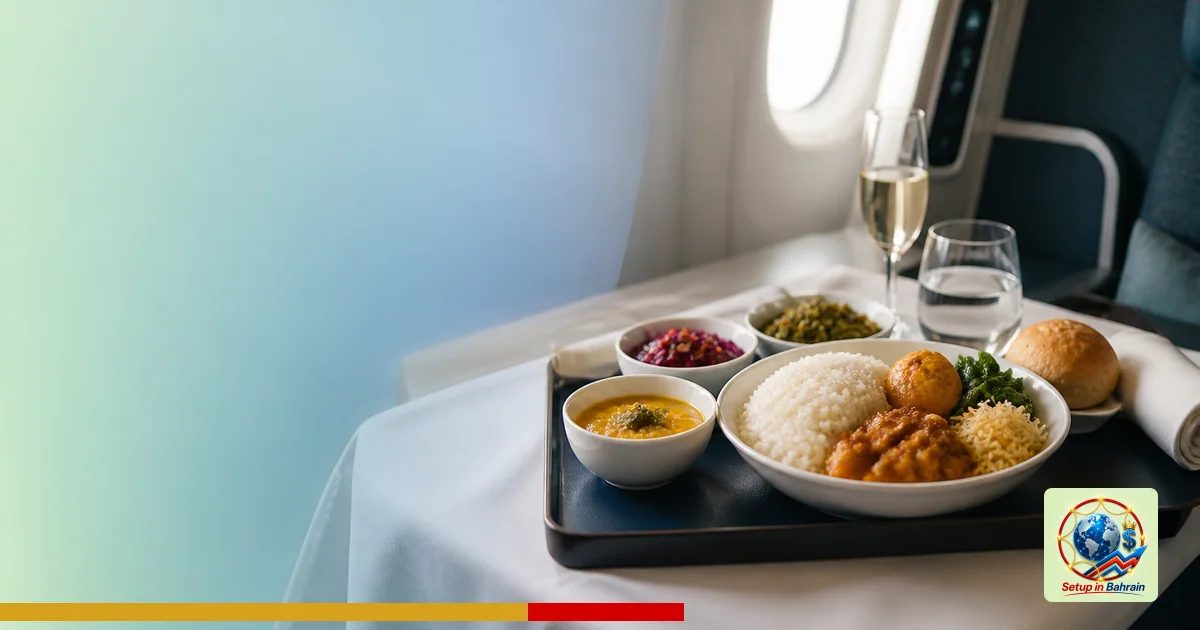 Editorial visual representing one concrete editorial subject illustrating Limited-Time Sri Lankan Food Comes to Business Clas