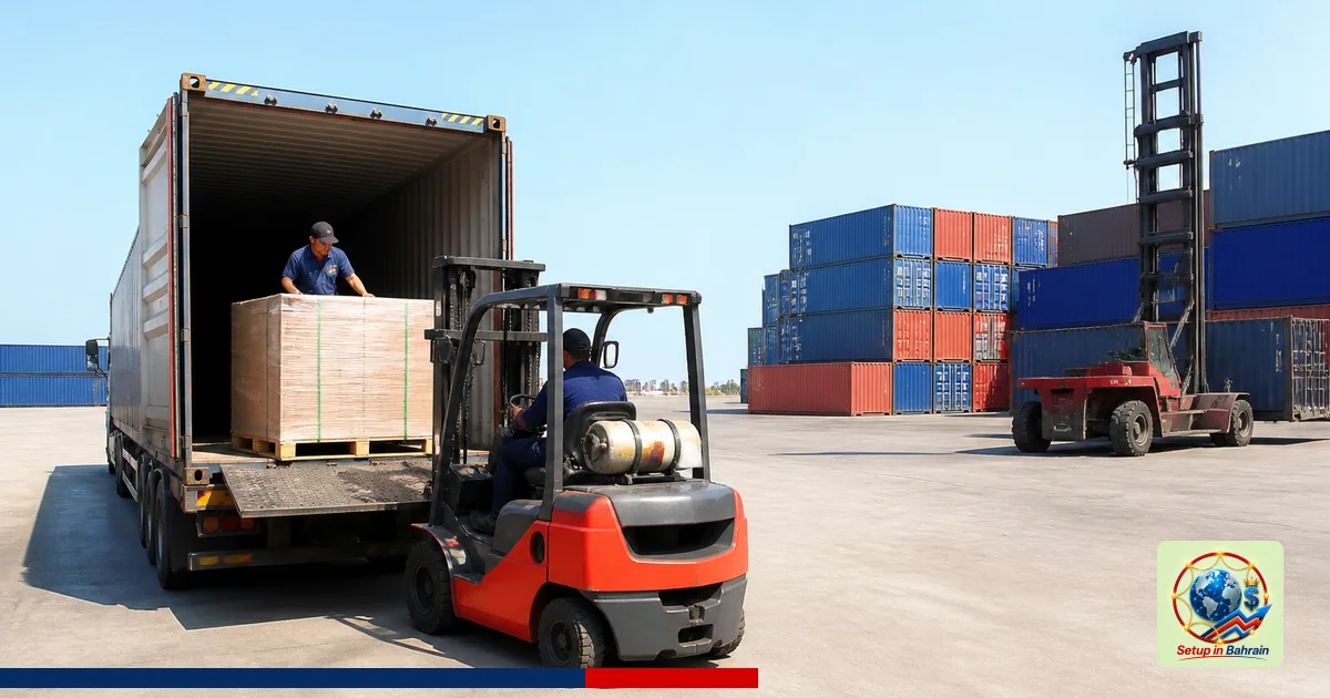 Editorial visual representing unbranded cargo shipping operations illustrating Portsmouth plans high street food truck stop w