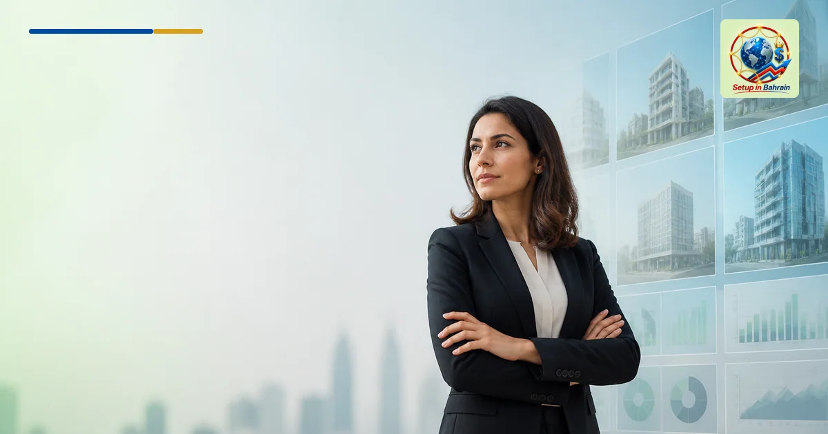 A single professional stands beside an abstract portfolio visualization representing real estate exposure, with a pale green-