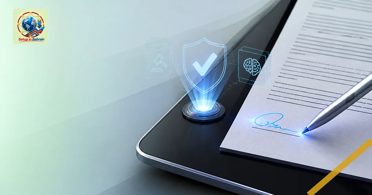 Editorial visual representing clear technical system or tool illustrating Mauritius rewrites digital contracts with e-signatu