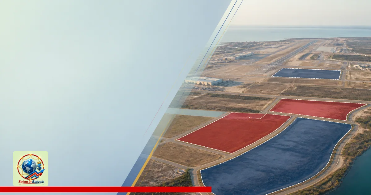 A wide-edged airport perimeter fades into surrounding land with abstract parcel boundaries suggesting potential development; 